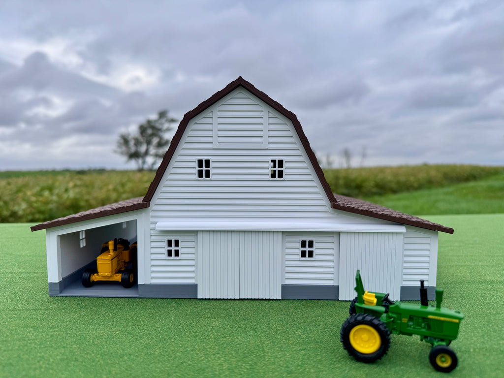 1/64 Scale - Early 1900s Barn - White 42' x 62' - Brown Roof - Made in USA