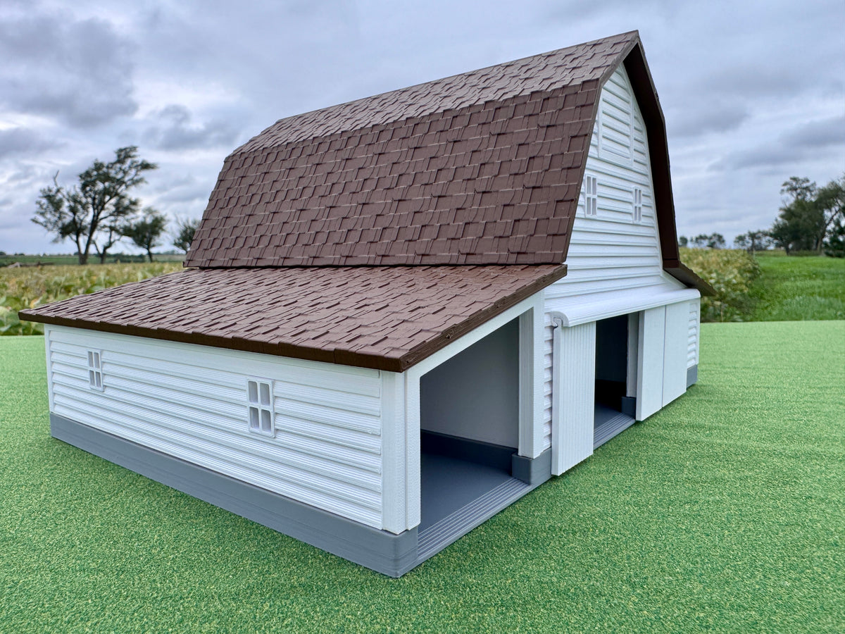 1/64 Scale - Early 1900s Barn - White 42' x 62' - Brown Roof - Made in USA