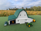 1/64 Scale - Early 1900s Barn - White 42' x 62' - Green Roof - Made in USA