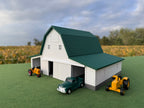1/64 Scale - Early 1900s Barn - White 42' x 62' - Green Roof - Made in USA