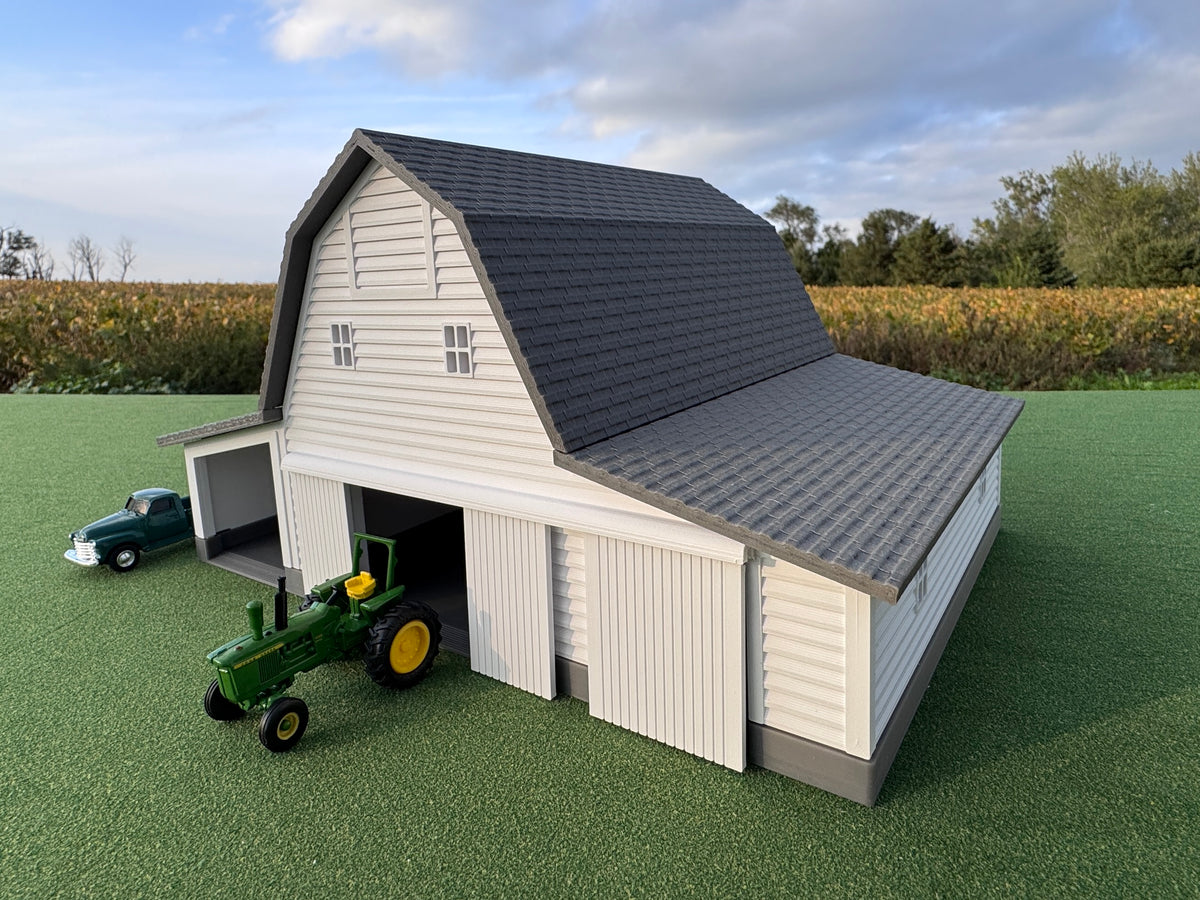 1/64 Scale - Early 1900s Barn - White 42' x 62' - Gray Roof - Made in USA