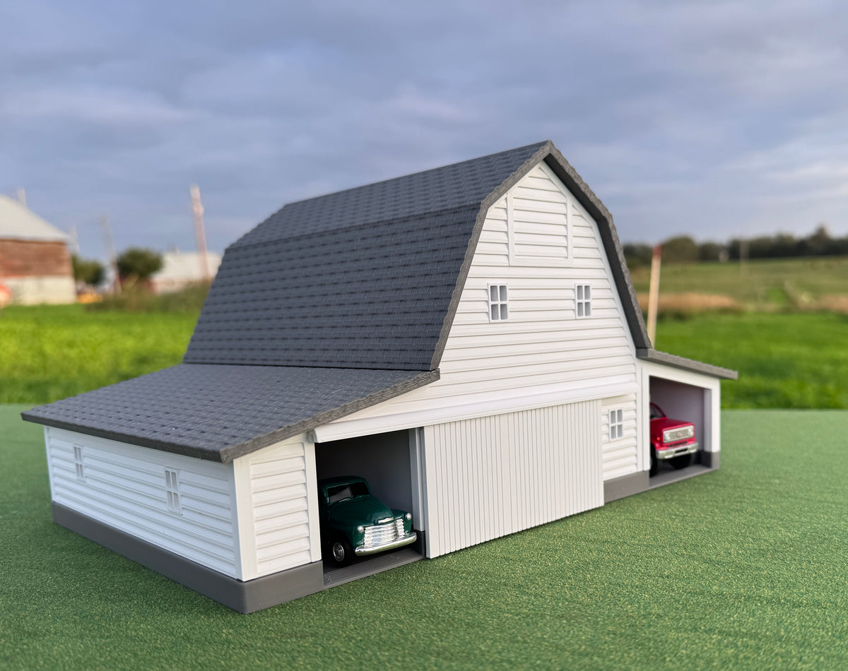 1/64 Scale - Early 1900s Barn - White 42' x 62' - Gray Roof - Made in USA