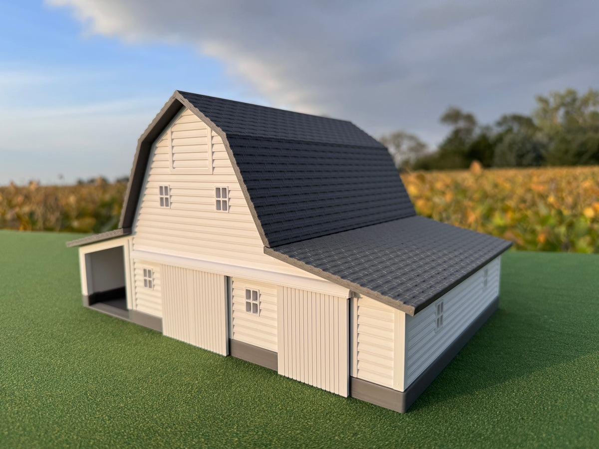 1/64 Scale - Early 1900s Barn - White 42' x 62' - Gray Roof - Made in USA