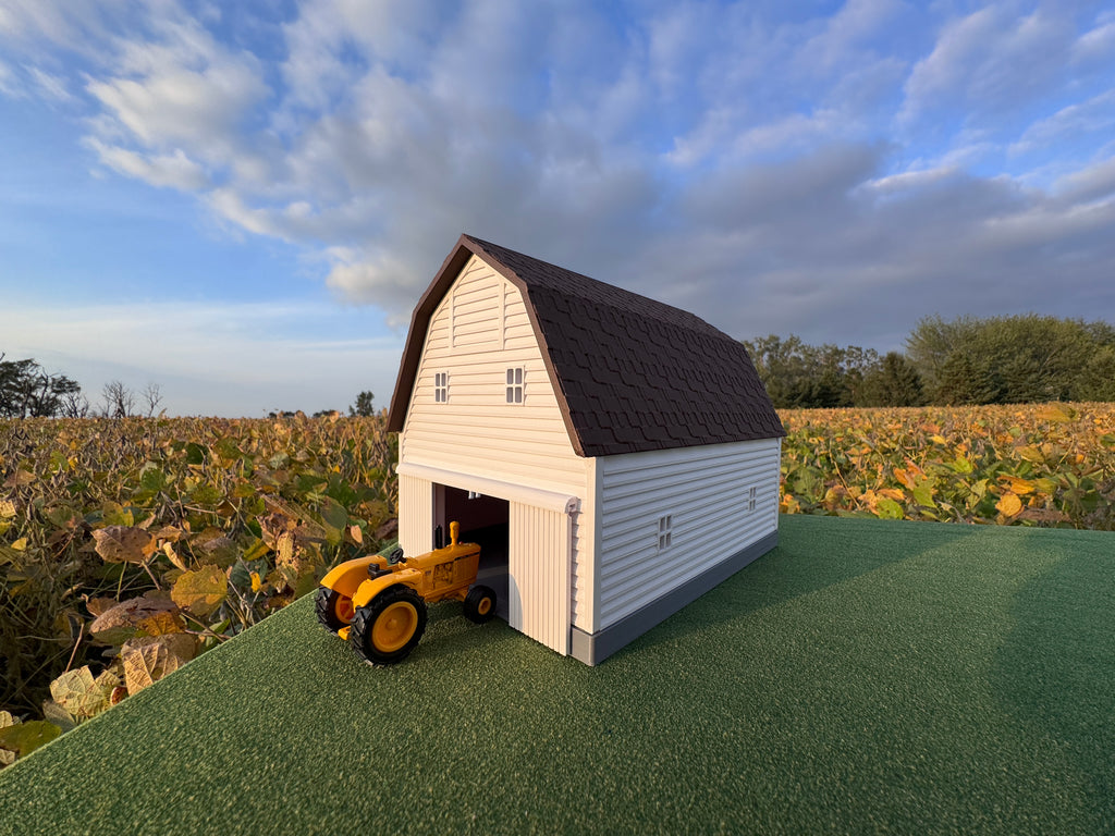 1/64 Scale - Early 1900s Barn - White 30' x 42' - Brown Roof - Made in USA