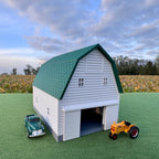 1/64 Scale - Early 1900s Barn - White 30' x 42' - Green Roof - Made in USA