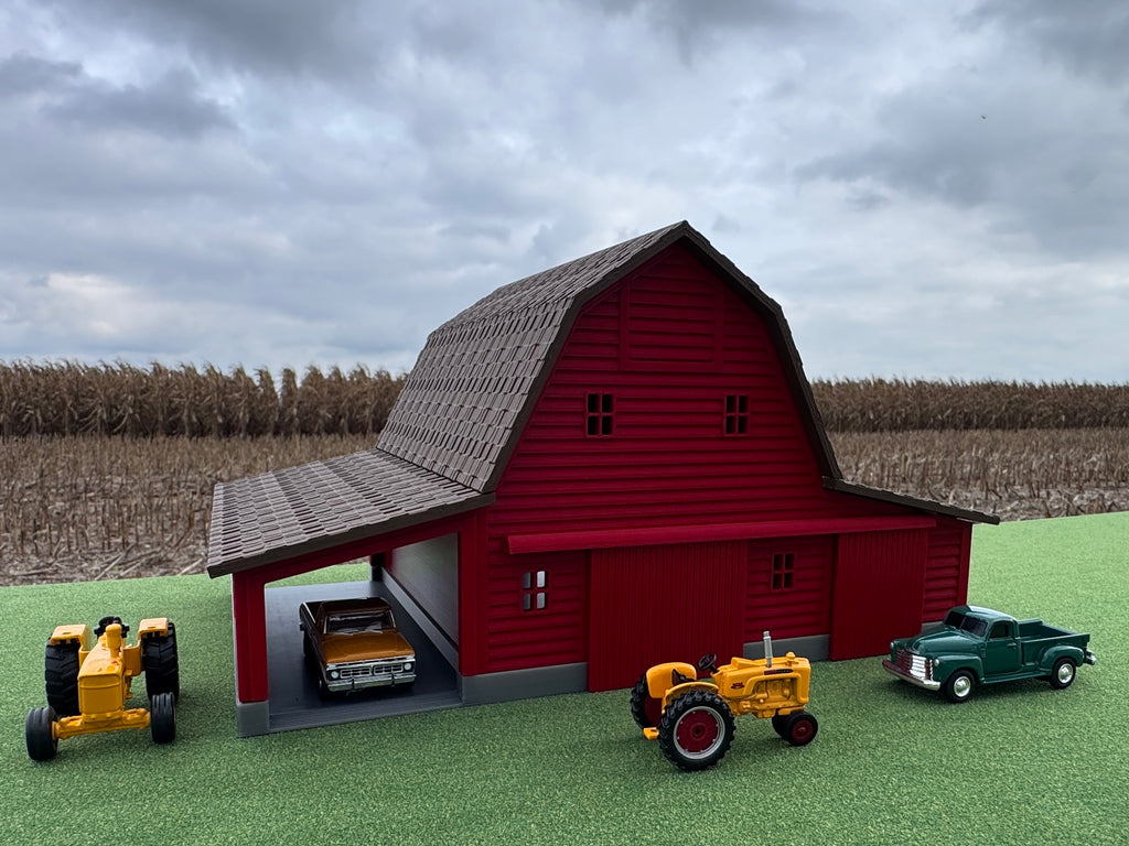 1/64 Scale - Early 1900s Barn - Red 42' x 62' - Brown Roof - Made in USA