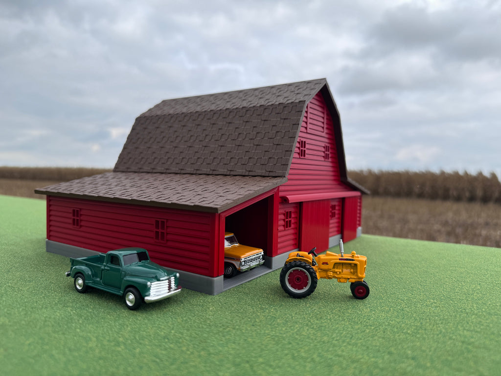 1/64 Scale - Early 1900s Barn - Red 42' x 62' - Brown Roof - Made in USA