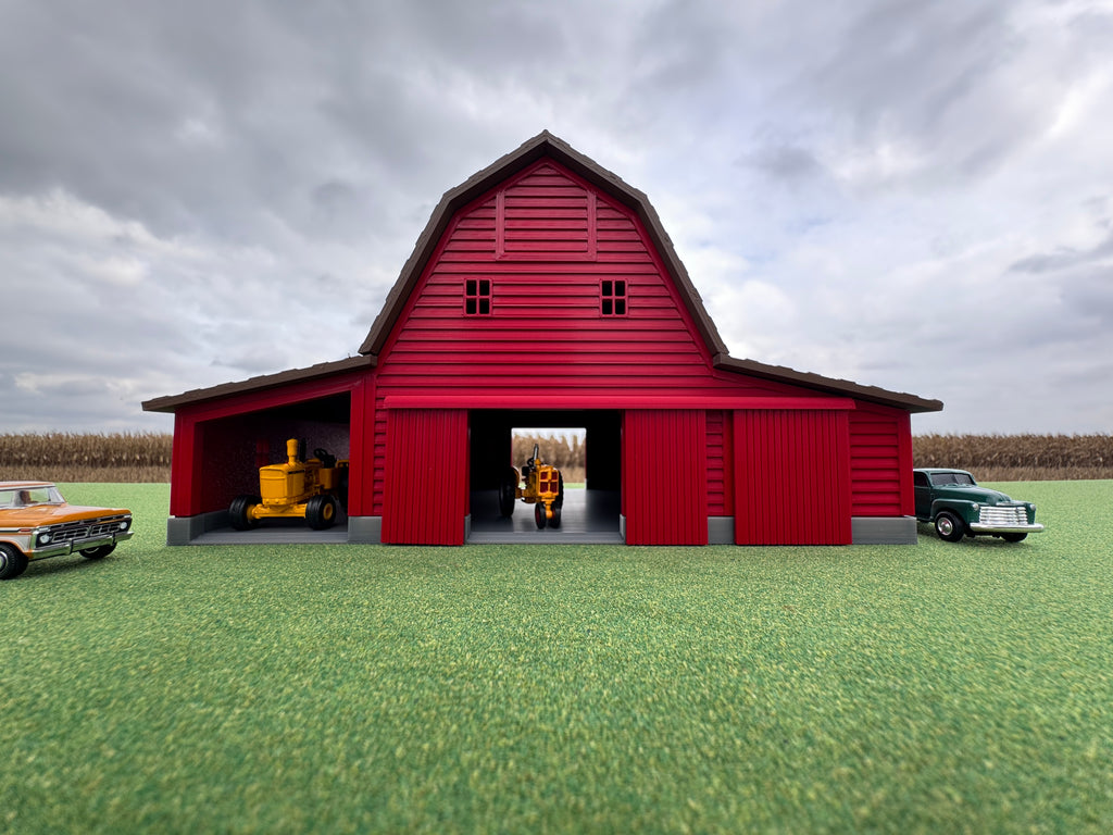 1/64 Scale - Early 1900s Barn - Red 42' x 62' - Brown Roof - Made in USA