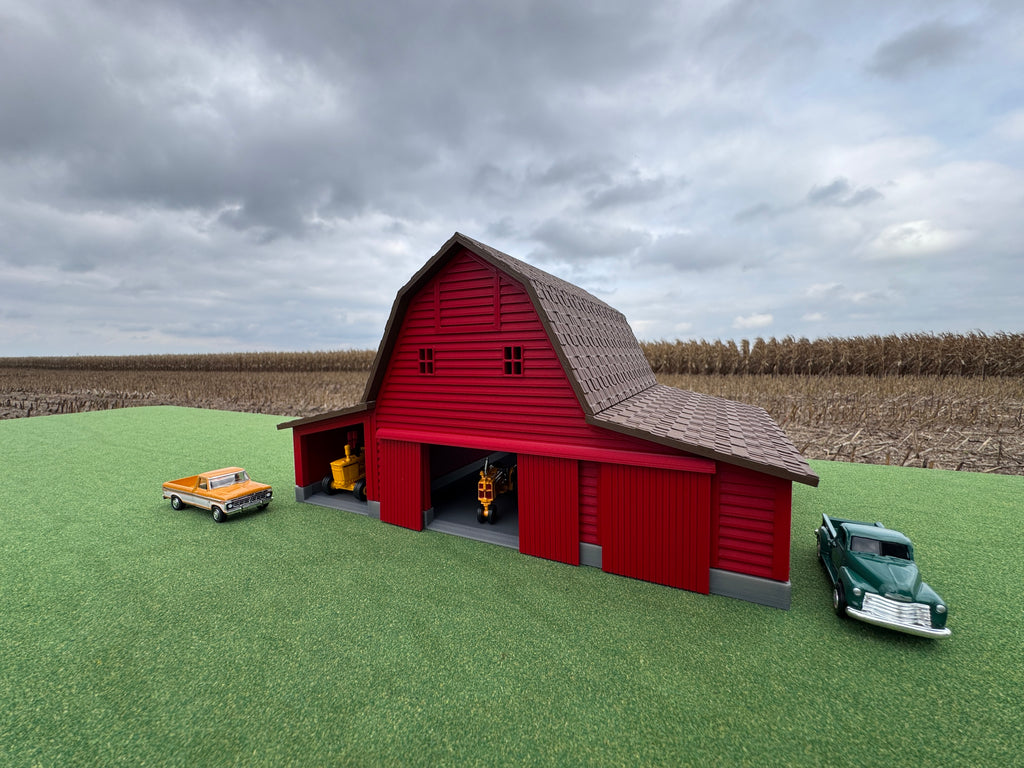 1/64 Scale - Early 1900s Barn - Red 42' x 62' - Brown Roof - Made in USA