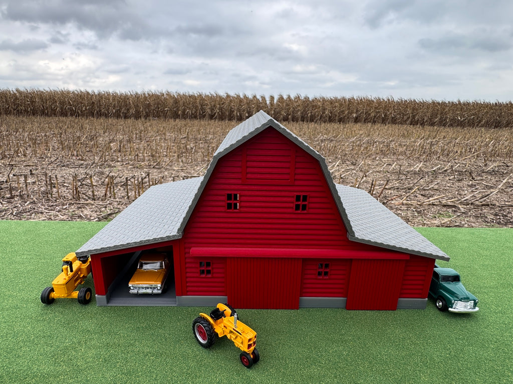 1/64 Scale - Early 1900s Barn - Red 42' x 62' - Gray Roof - Made in USA