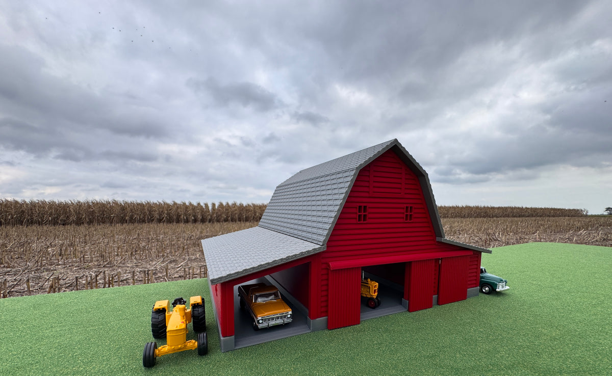 1/64 Scale - Early 1900s Barn - Red 42' x 62' - Gray Roof - Made in USA