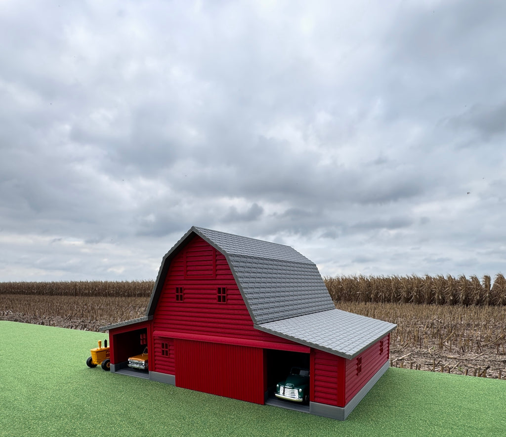 1/64 Scale - Early 1900s Barn - Red 42' x 62' - Gray Roof - Made in USA