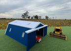 1/64 Scale - Farmstead Style Peaked Machine Shed - 50' Scaled Length - Blue - Made in USA