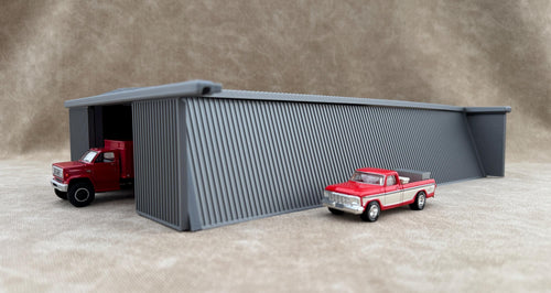 1/64 Scale - Farmstead Style Galvanized Machine Shed - 76' Scaled Length - Made in USA
