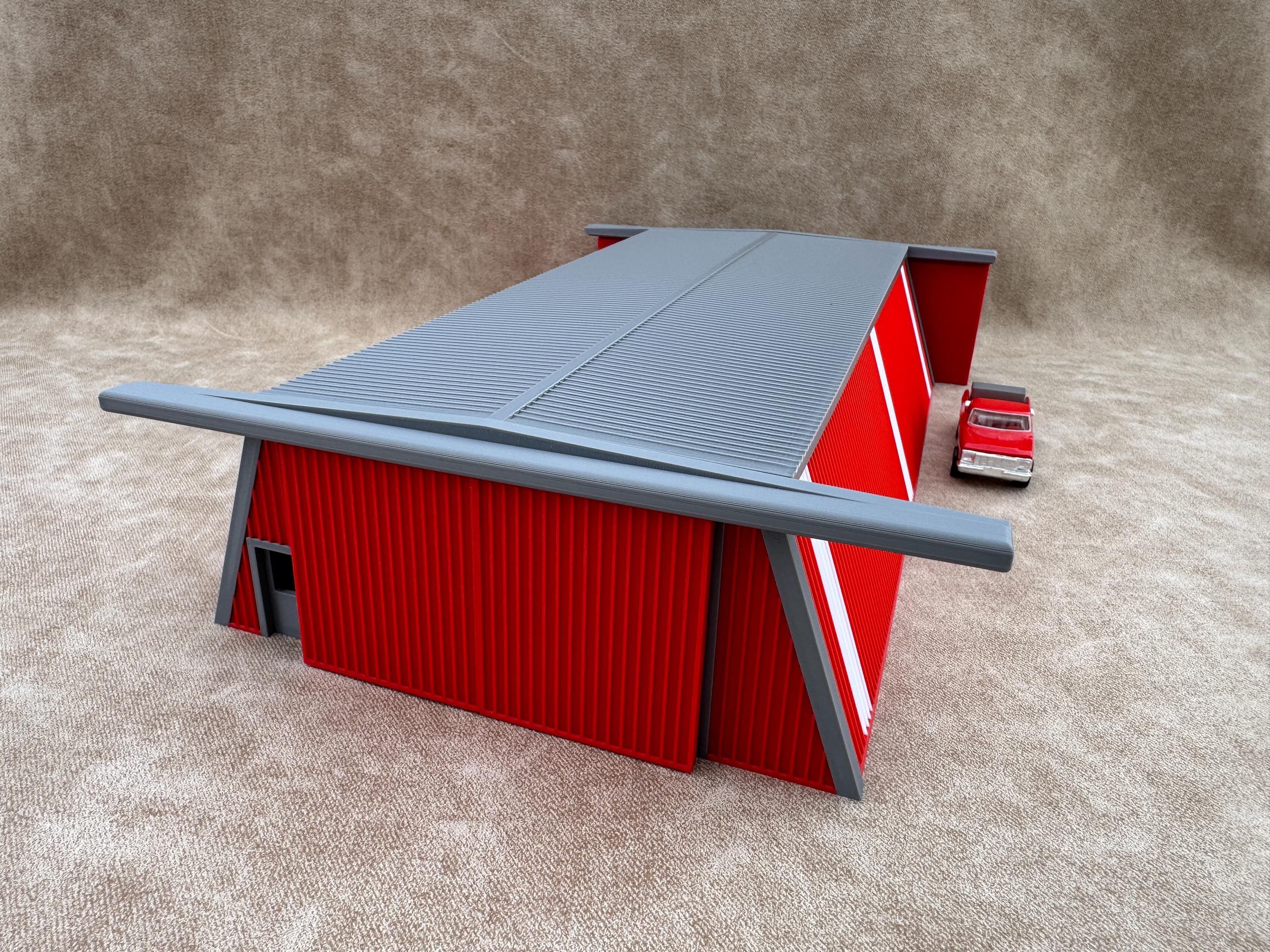 1/64 Scale - Farmstead Style Red Machine Shed - 76' Scaled Length - Made in USA
